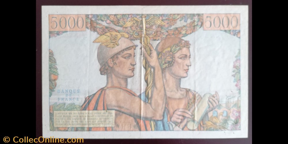 France P-131c.1 5000 francs terre et mer 1951 billet europe france p 131c 1 5000 francs terre et mer 1951