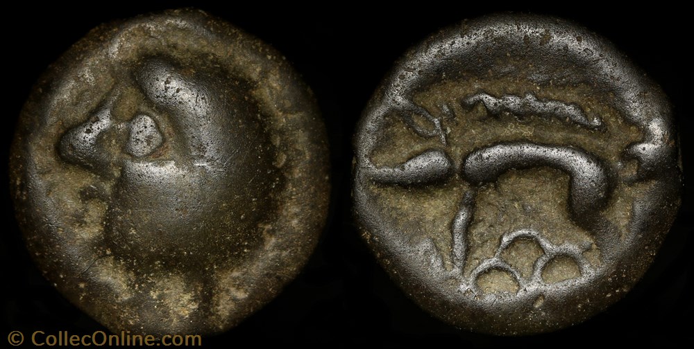 Potin à la tête chauve monnaie antique av jc ap gauloise potin a la tete chauve