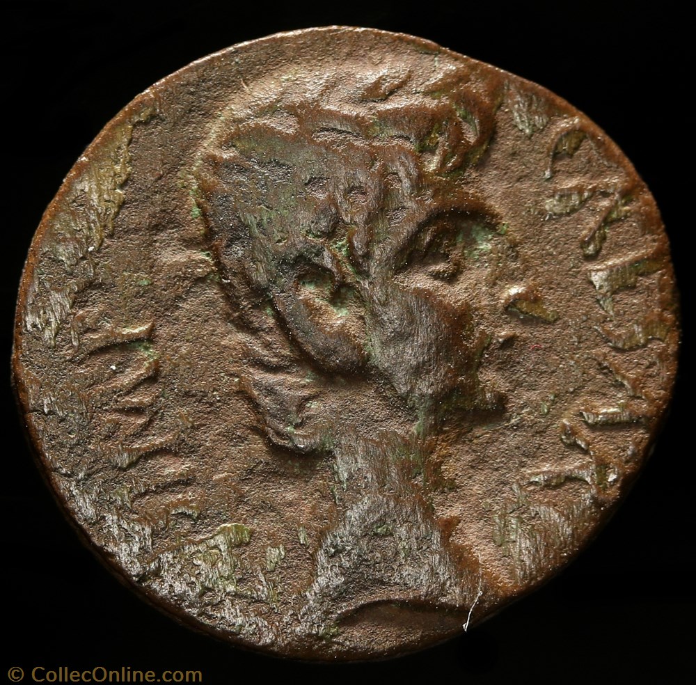 Quadrans d'Auguste au taureau 2 monnaie antique av jc ap gauloise quadrans auguste au taureau