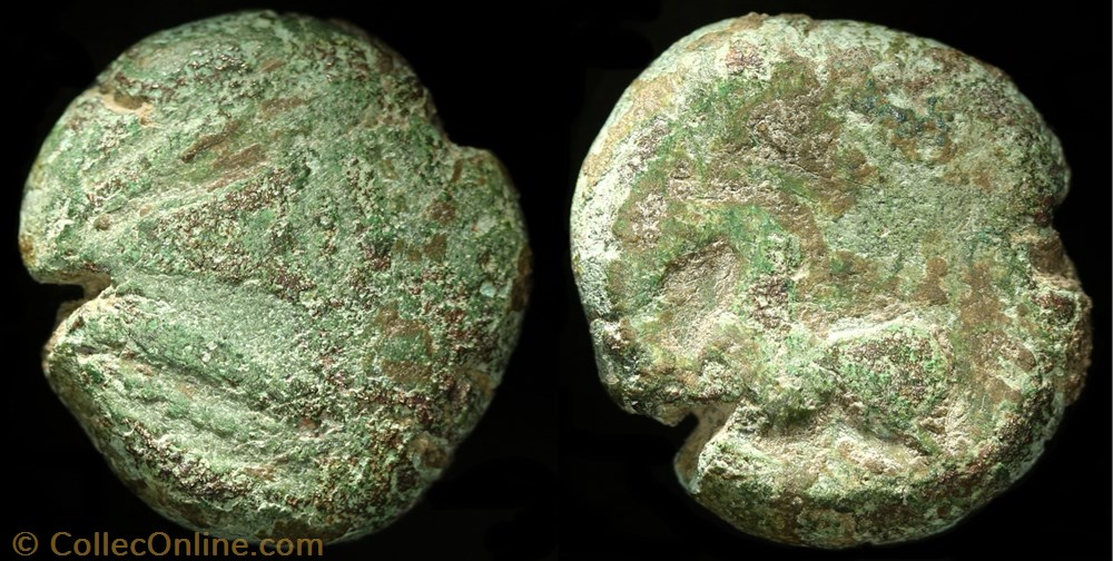 Statère de bronze à l'oeil monnaie antique av jc ap gauloise statere de bronze a oeil