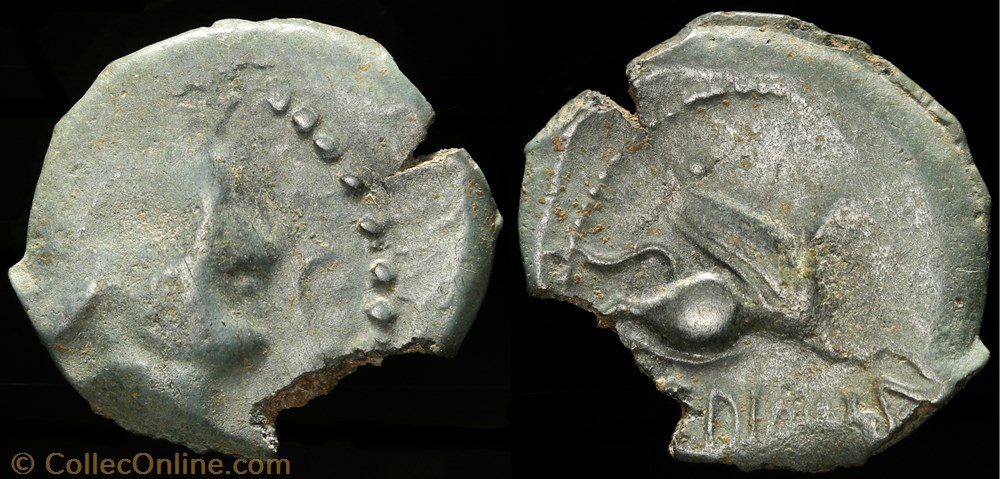 monnaie antique av jc ap gauloise bronze medioma au griffon