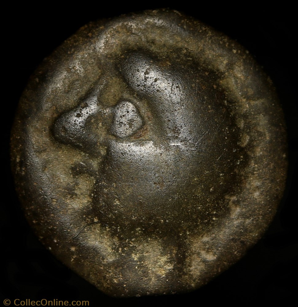 Potin à la tête chauve 2 monnaie antique av jc ap gauloise potin a la tete chauve