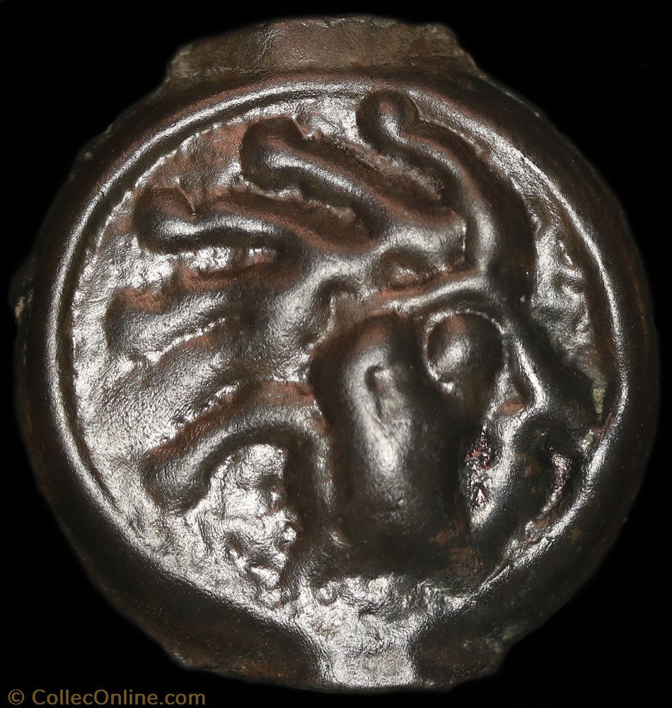 Potin à la tête d'indien 2 monnaie antique av jc ap gauloise potin a la tete indien