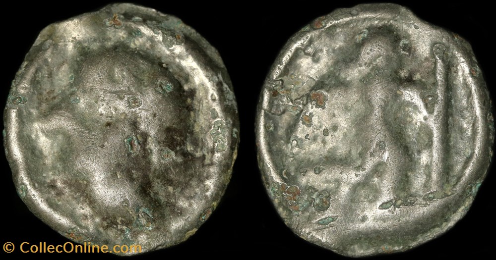 Potin au guerrier dit "à l'ange" monnaie antique av jc ap gauloise potin au guerrier dit a ange