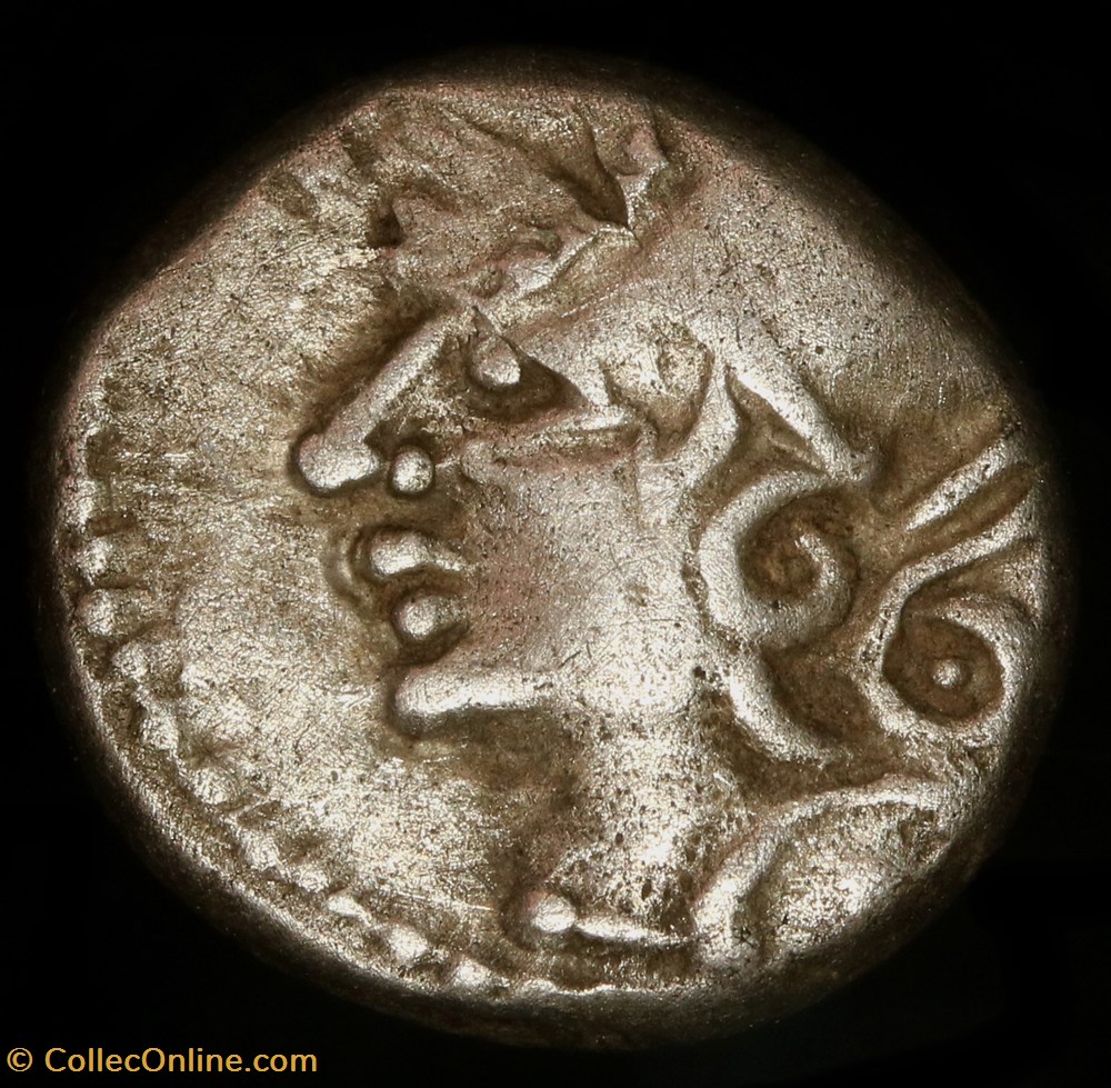 Denier à l'hippocampe, tête à gauche 2 monnaie antique av jc ap gauloise denier a hippocampe tete a gauche
