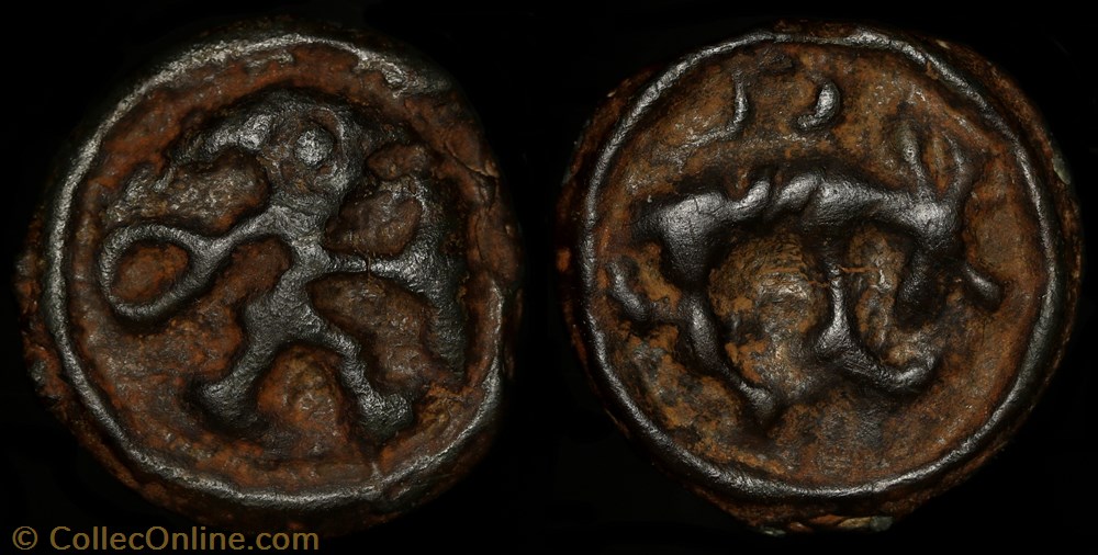 Potin au loup dit "à l'élan" monnaie antique av jc ap gauloise potin au loup dit a elan