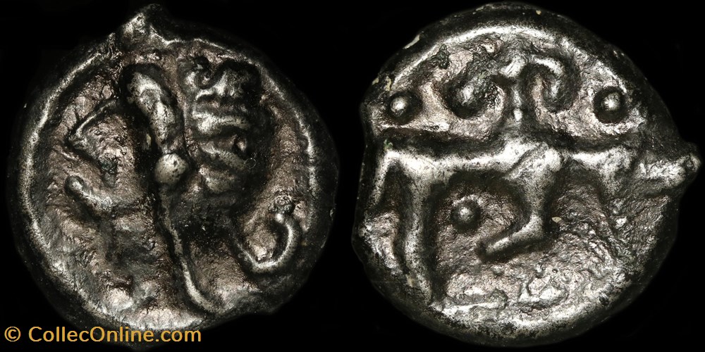 Potin au taureau et au lis - Type 2 monnaie antique av jc ap gauloise potin au taureau et au lis type 2