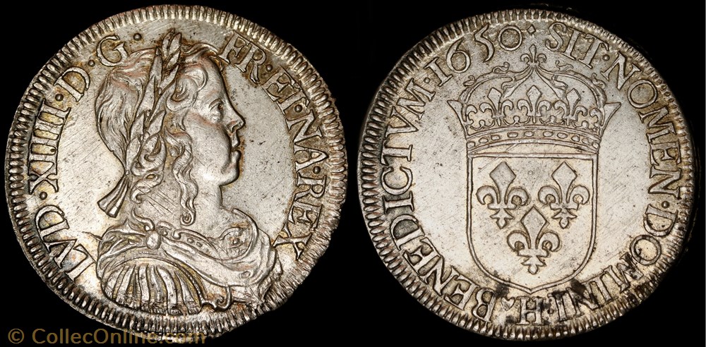 Demi écu à la mèche longue monnaie france royale demi ecu a la meche longue