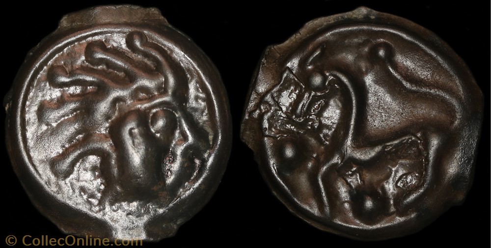 Potin à la tête d'indien monnaie antique av jc ap gauloise potin a la tete indien