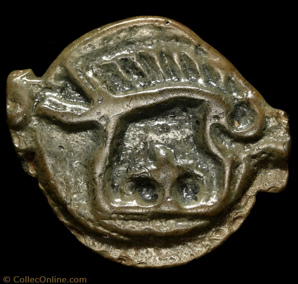 Potin à la tête d'indien 3 monnaie antique av jc ap gauloise potin a la tete indien