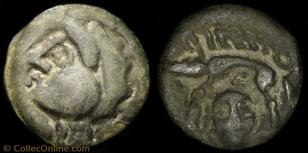 Potin à la tête coupée monnaie antique av jc ap gauloise potin a la tete coupee