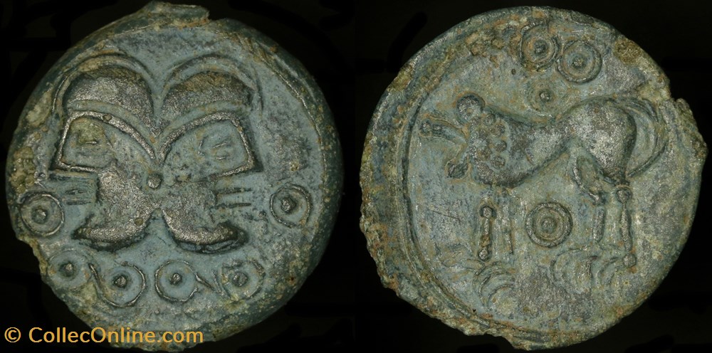 Bronze à la tête Janiforme - Classe 2 monnaie antique av jc ap gauloise bronze a la tete janiforme classe 2