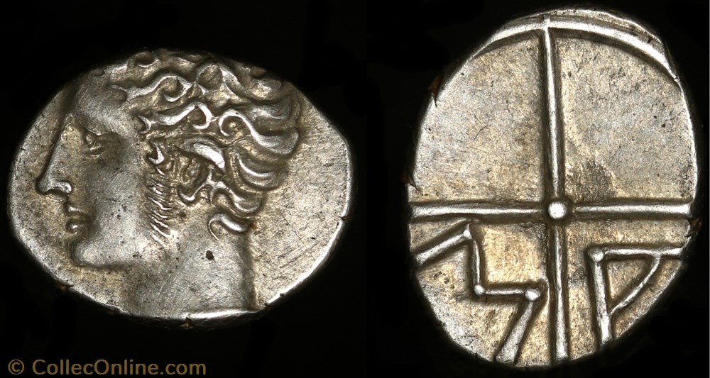 Obole MA tête à gauche monnaie antique av jc ap gauloise obole ma tete a gauche