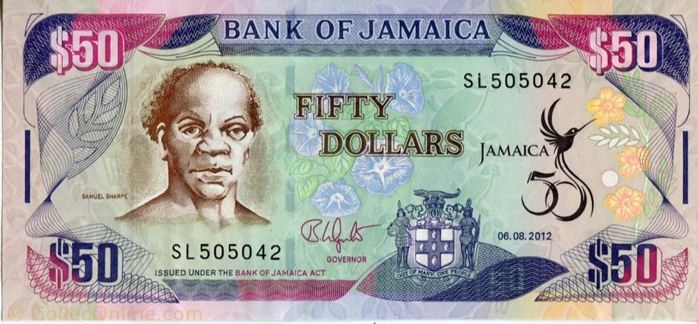 banknote north america jamaica 50 dollars