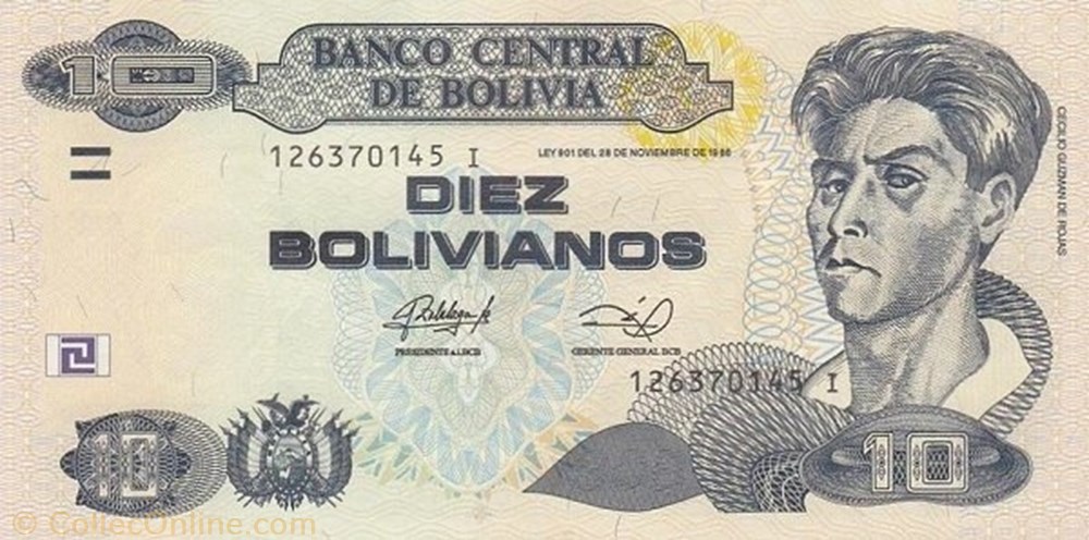 banknote south america bolivium 10 bolivianos