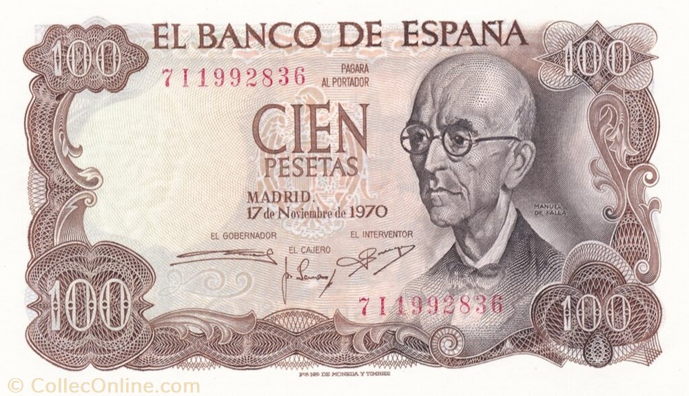 banknote europe spain 100 pesetas