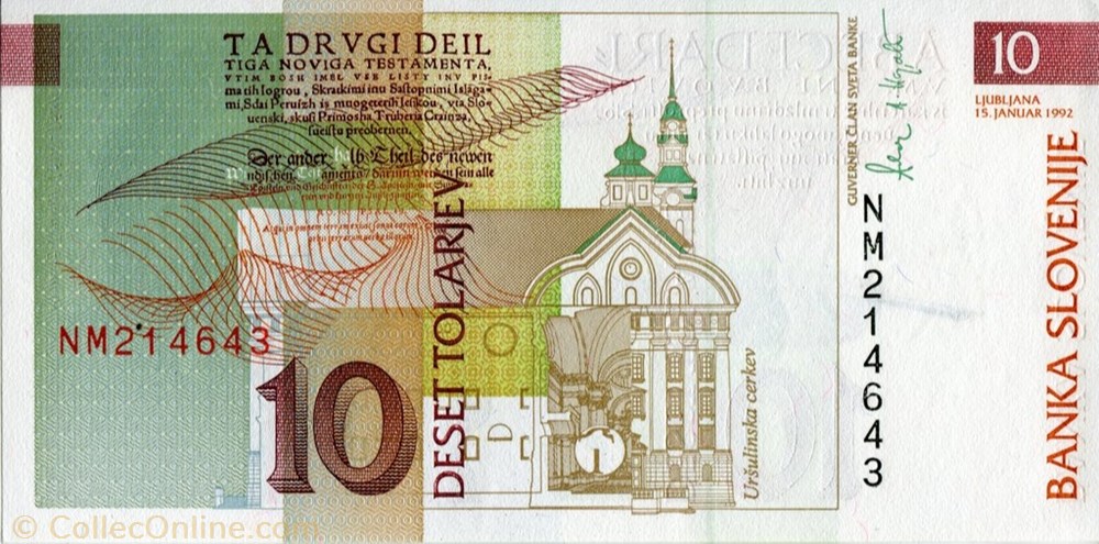 10 Tolarjev banknote europe slovenium 10 tolarjev