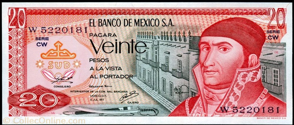 banknote north america mexico 20 pesos