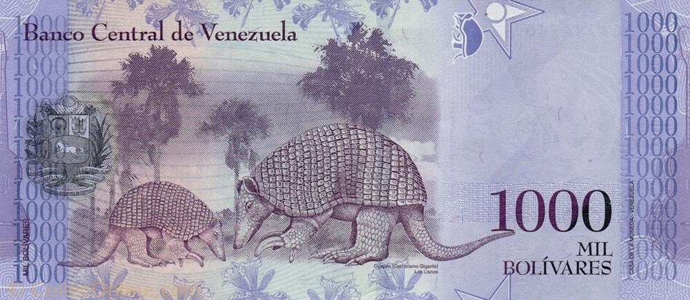 banknote south america venezuela 1 000 bolivares