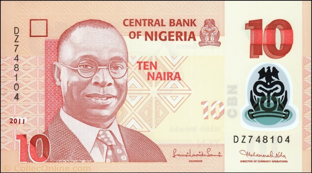 banknote africa nigerium 10 naira