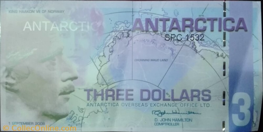 3 Dollar banknote token antarctica 3 dollar