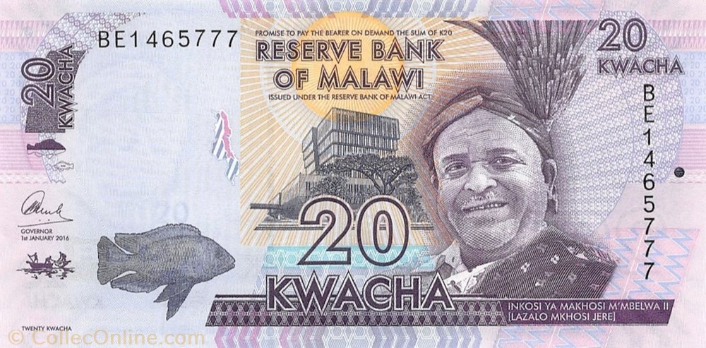 banknote africa malawi 20 kwacha
