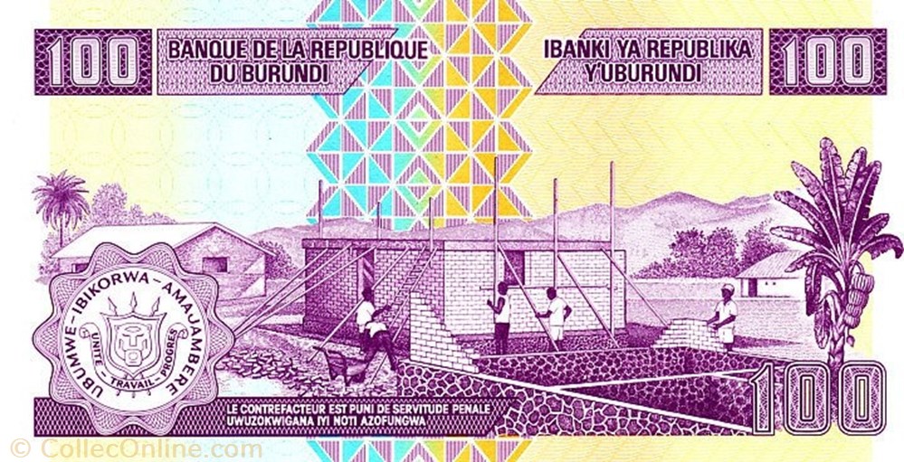 banknote africa burundi 100 francs
