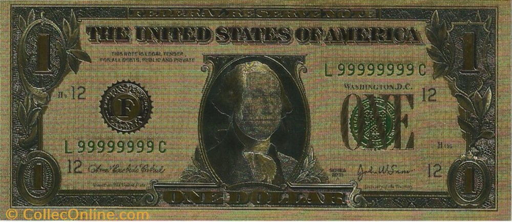 1 Golden Dollar banknote token united state 1 golden dollar