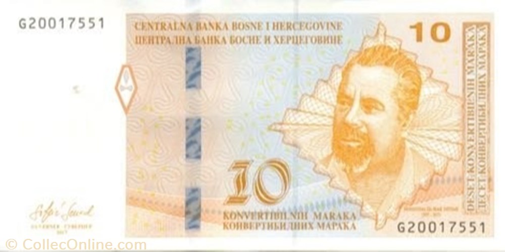 banknote europe bosnium and herzegovina 10 convertible maraka