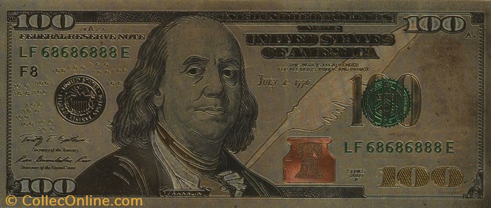100 Golden Dollar banknote token united state 100 golden dollar