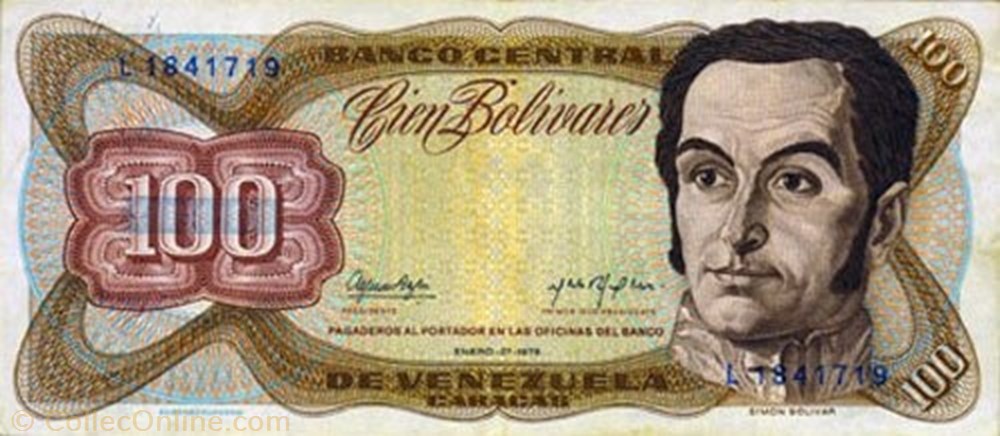 banknote south america venezuela 100 bolivares