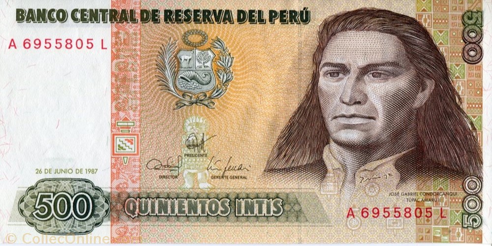 banknote south america peru 500 intis