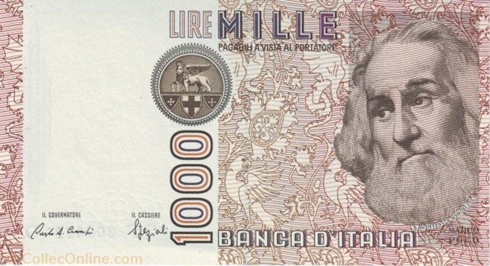 1,000 Lire banknote europe italy 1 000 lire