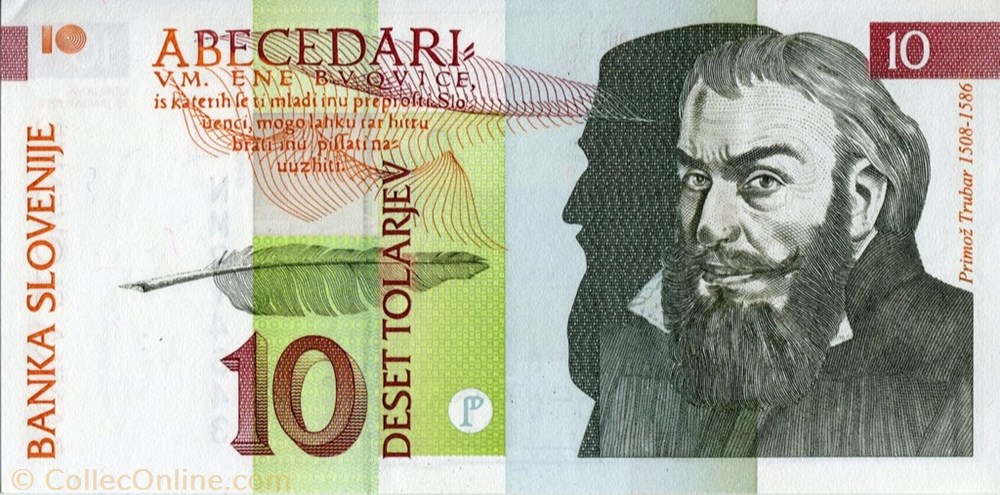 10 Tolarjev banknote europe slovenium 10 tolarjev
