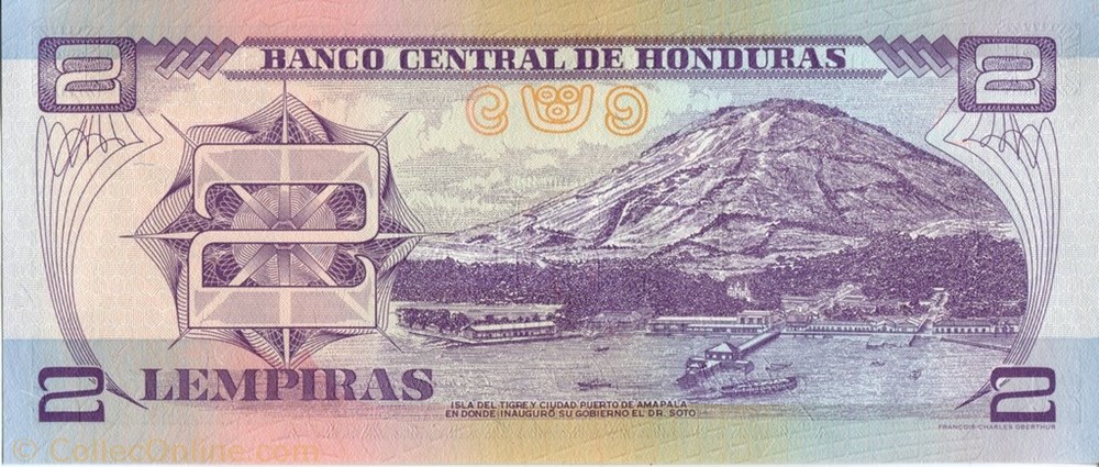 banknote north america hondura 2 lempiras