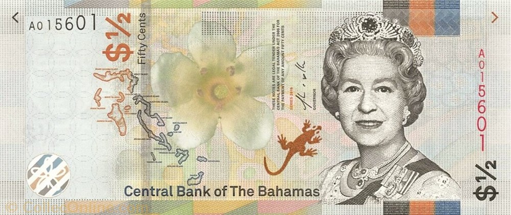 banknote north america bahama dollar