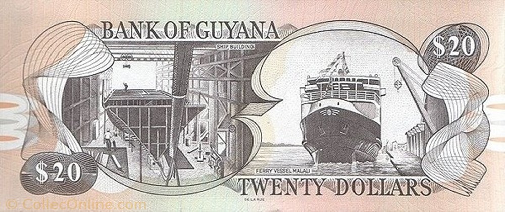 banknote south america guyana 20 dollars