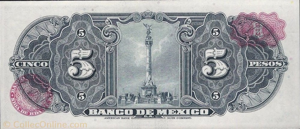 banknote north america mexico 5 pesos
