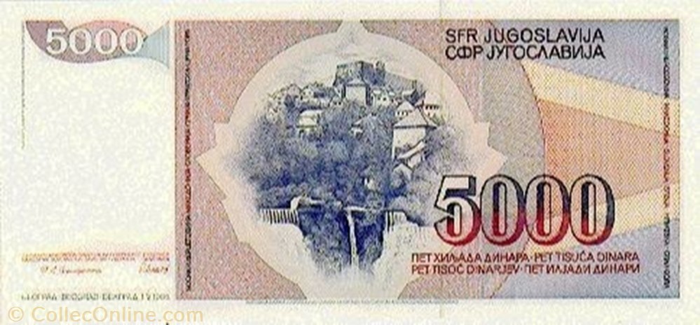 5,000 Dinara banknote europe yugoslavium 5 000 dinara