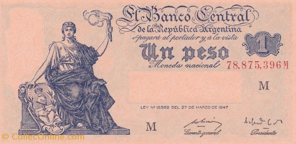 banknote south america argentina 1 peso