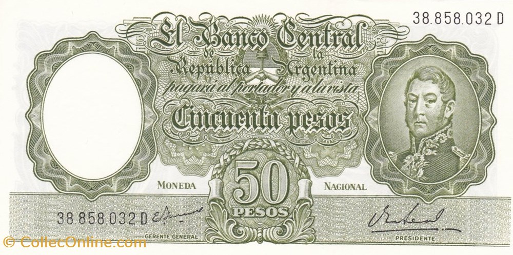 banknote south america argentina 50 pesos