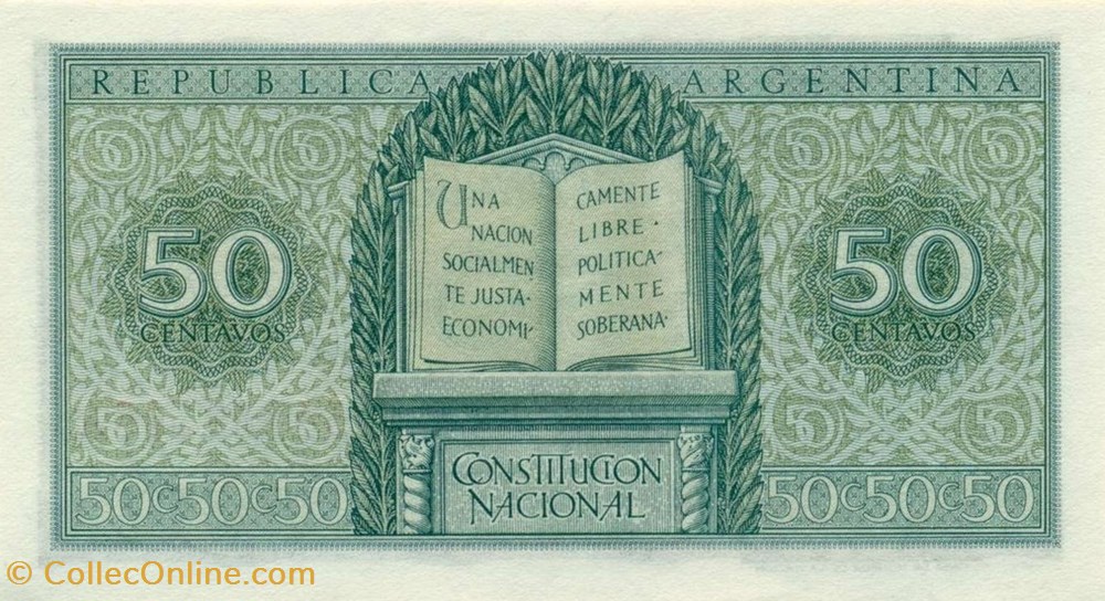 banknote south america argentina 50 centavos
