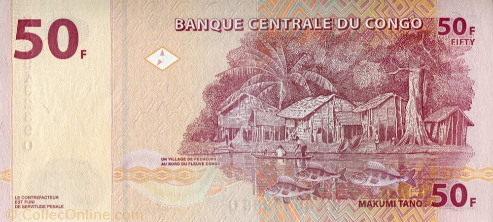 banknote africa democratic republic of congo 50 francs