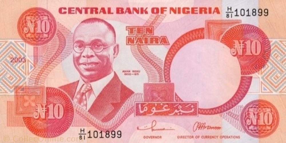 banknote africa nigerium 10 naira