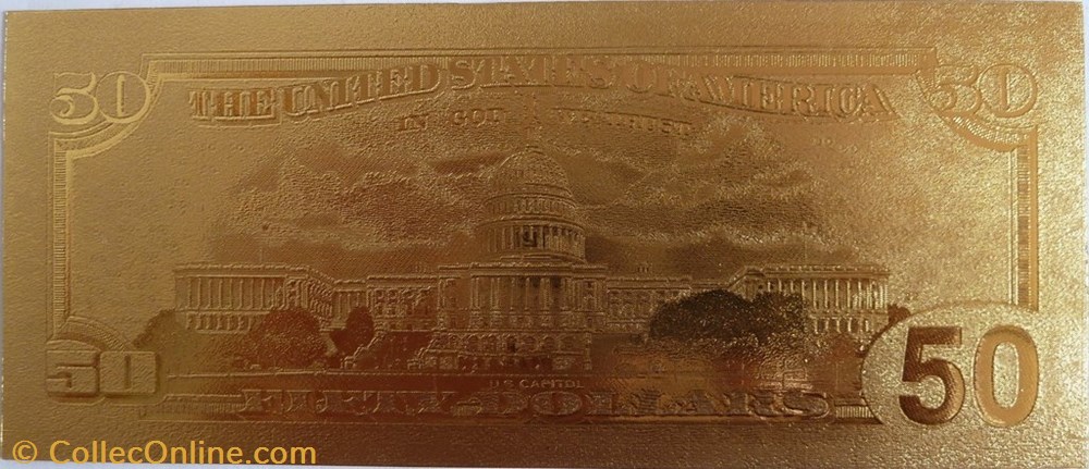 50 Golden Dollar banknote token united state 50 golden dollar
