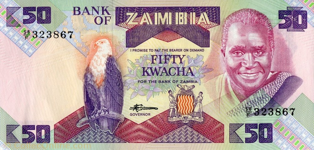 banknote africa zambium 50 kwacha