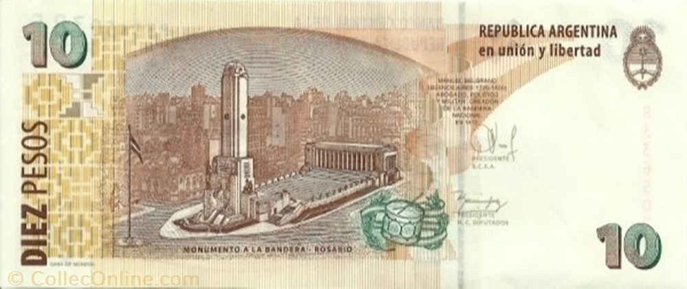 banknote south america argentina 10 pesos