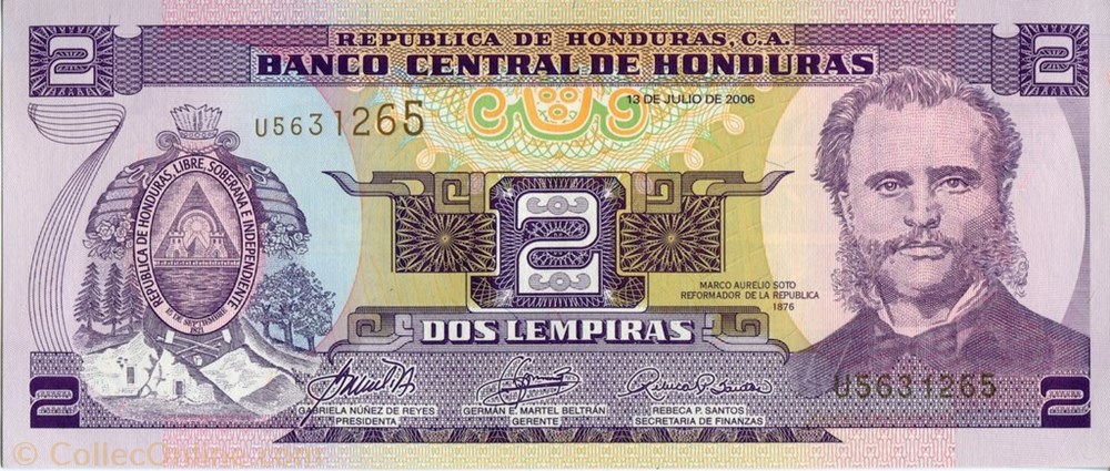 banknote north america hondura 2 lempiras