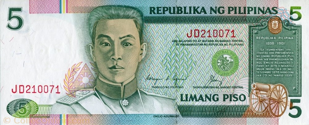 5 Piso banknote asium philippine 5 piso