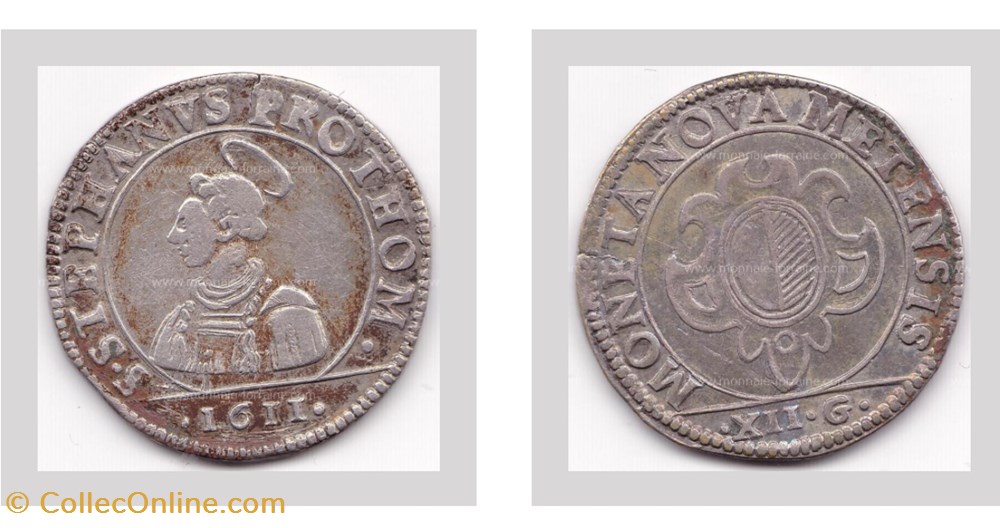 1611 Franc Messin ou 12 gros monnaie france feodale 1611 franc messin ou 12 gros